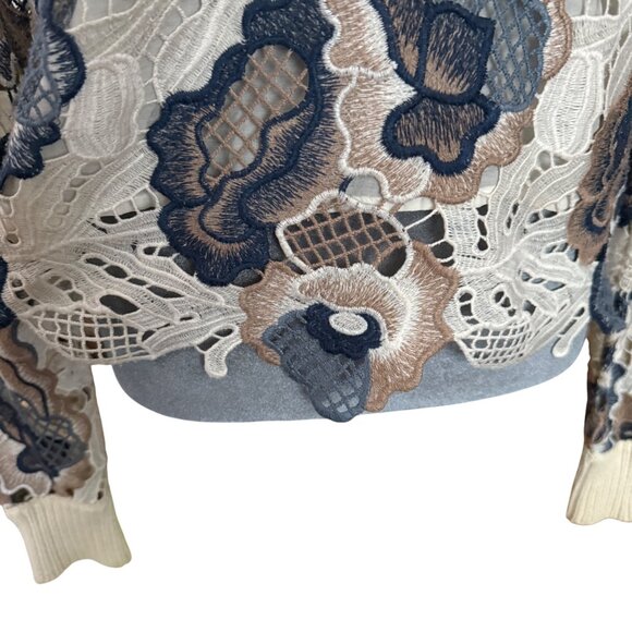 See by Chloe Floral Lace Embroidered Sweater Size S - Picture 3 of 9